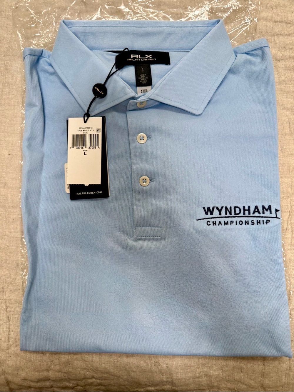 Ralph Lauren RLX Wyndham Championship Light Blue Polo Shirt Mens Size Large